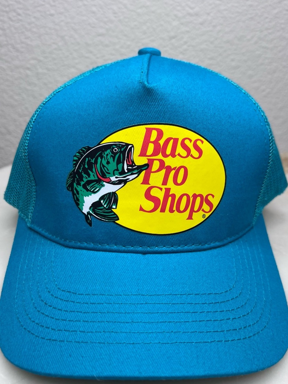 Bass Pro Shops Blue Trucker Hat with Yellow Logo